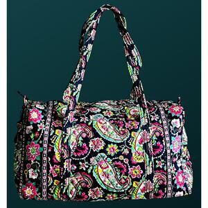 Vera Bradley Large Duffle Bag Petal Paisley Red Pink Teal Black 2014 Retired
